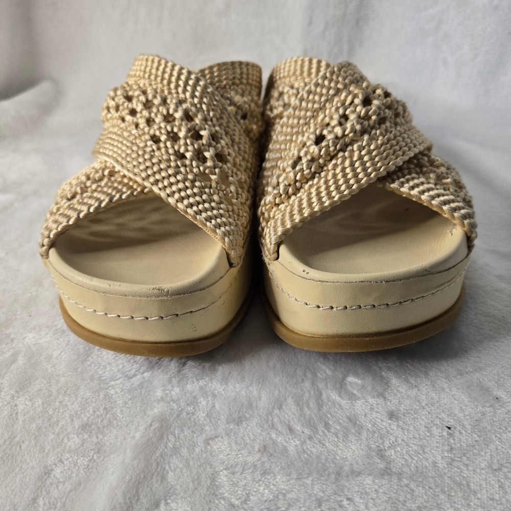 Dolce Vita Womens Woven Crisscross Platform Slide Sandals Cream Tan Boho Chunky - Picture 3 of 11